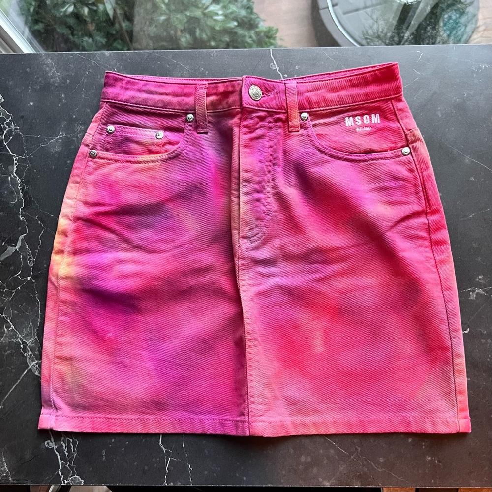 Authentic MSGM Tie Dye Denim Mini Skirt